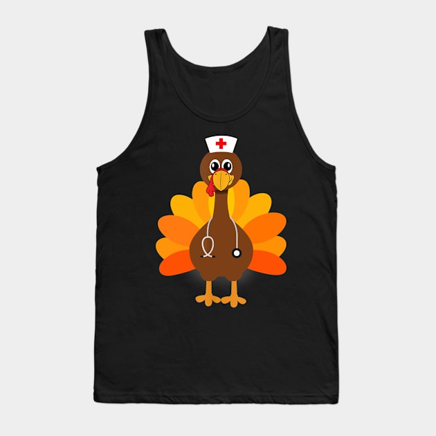 Thanksgiving Scrub Tops Women Turkey Nurse Holiday Nursing Shirt Tank Top by Rozel Clothing